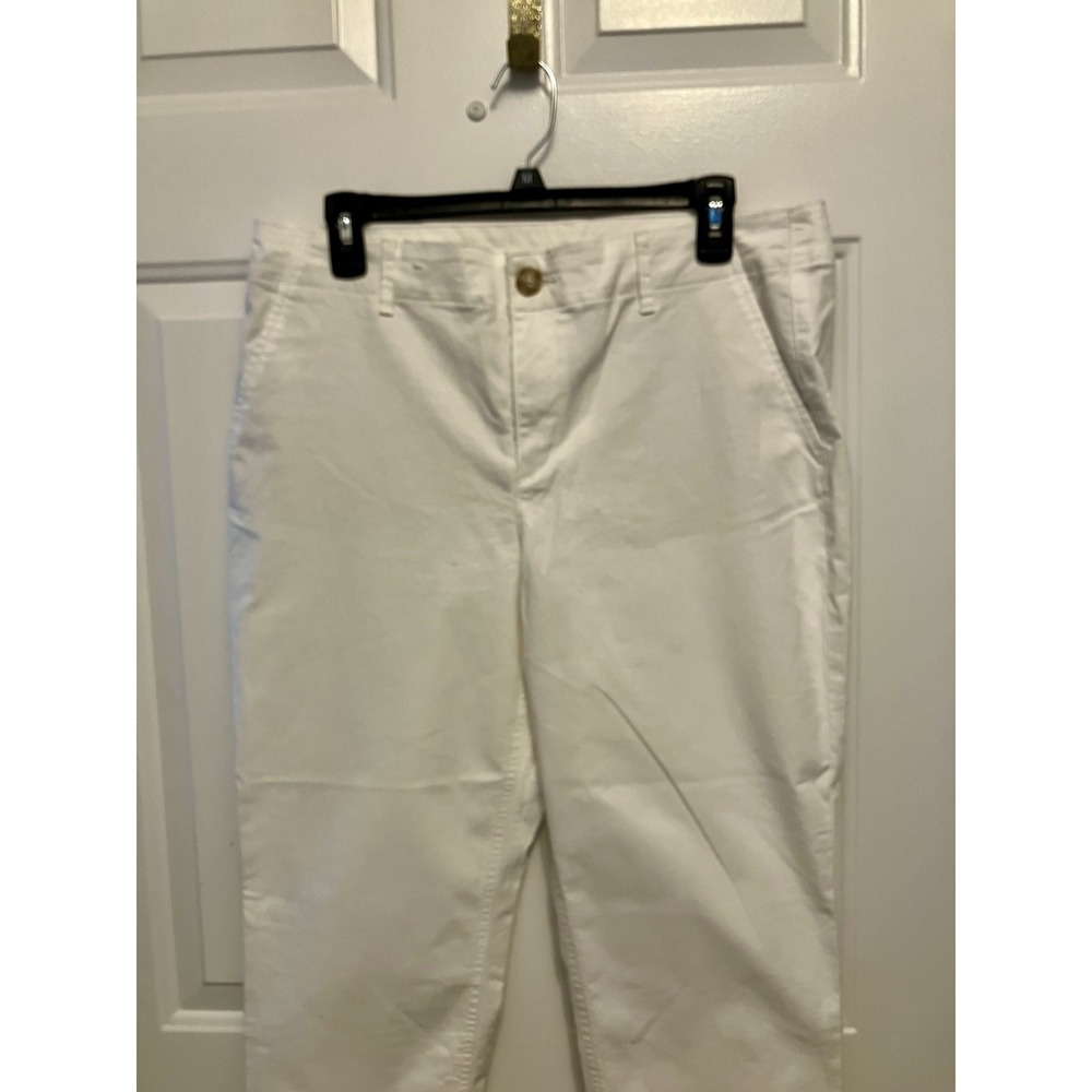 NWT Loft Size 12P White The Monroe Slim‎ Pants Stretch Cotton Blend Women's